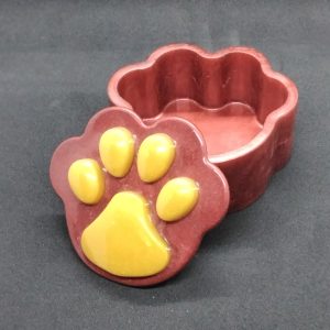 Boîte patte de chien bordeaux/Jaune