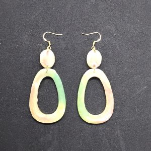 Boucles d'oreilles ovales rose/vert