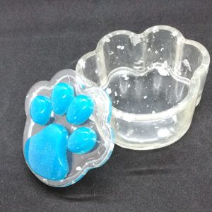 Boîte patte de chien bleue/transparente